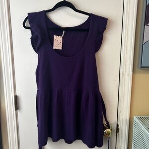 Free People Lambswool Pretty  Purple Women's Top w/ Short Flutter Sleeves